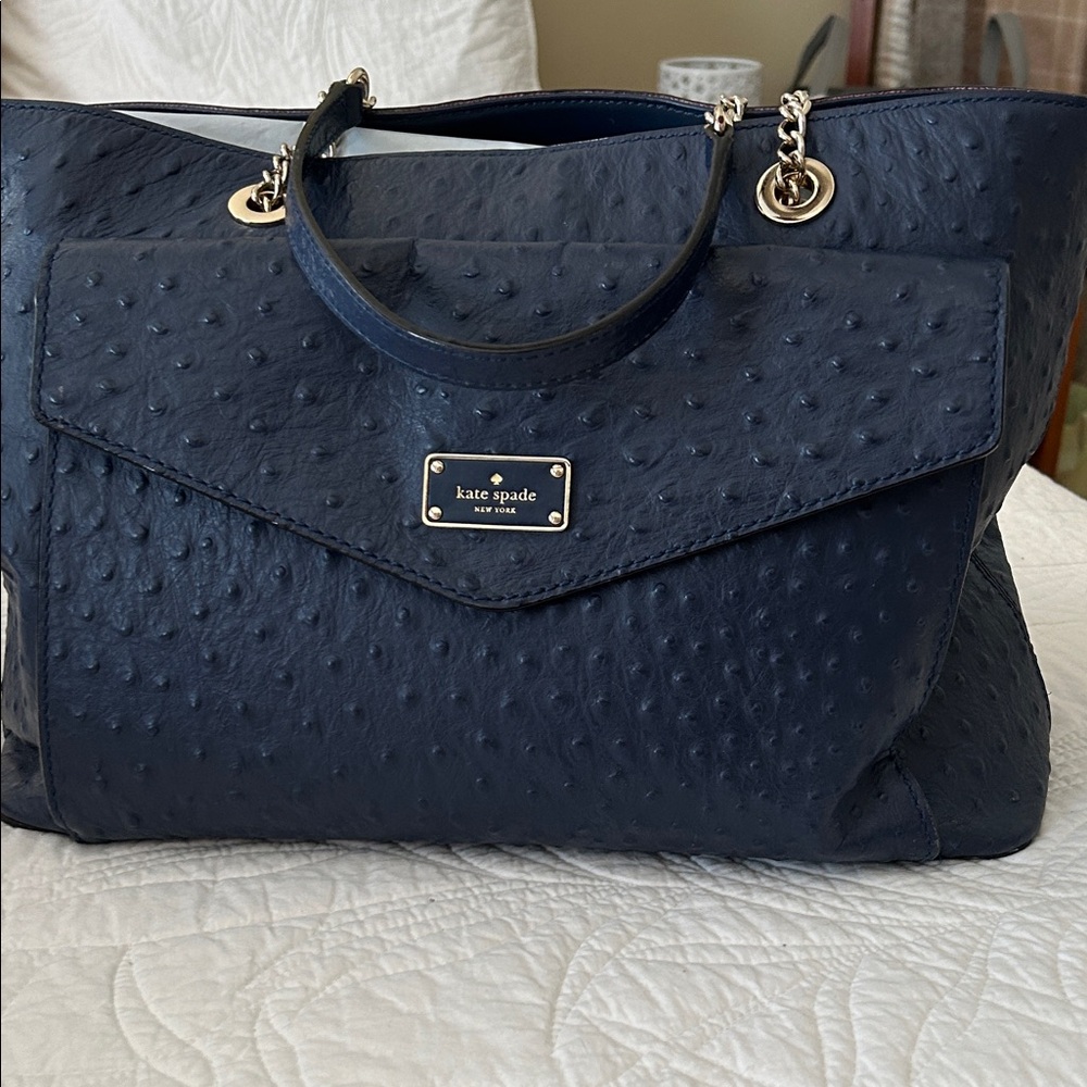 Kate Spade Dark Blue Textured Tote/Shoulder Bag